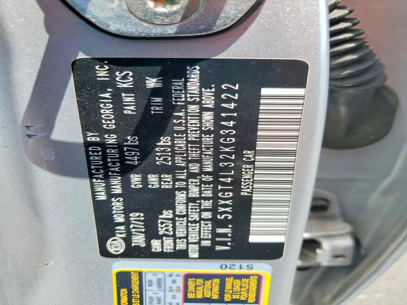 2019 Kia Optima მანქანა იყიდება აუქციონზე, vin: 5XXGT4L32KG341422, აუქციონის ნომერი: 65314766