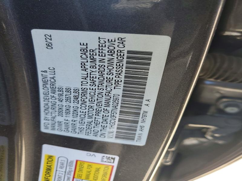 Aukcja sprzedaży 2022 Honda Accord, vin: 1HGCV3F57NA025970, numer aukcji: 64657536