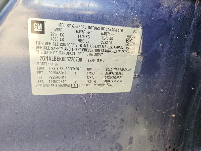 63693376 :رقم المزاد ، 2GNALBEK0E6226790 vin ، 2014 Chevrolet Equinox مزاد بيع