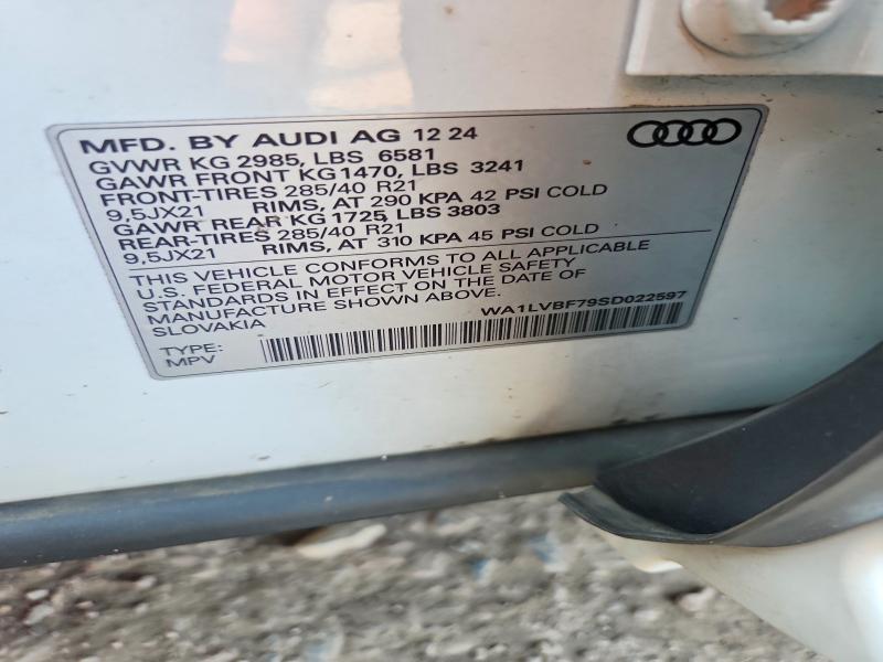 2025 Audi Q7 Premium Plus მანქანა იყიდება აუქციონზე, vin: WA1LVBF79SD022597, აუქციონის ნომერი: 64813956