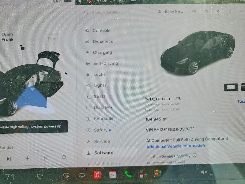 2018 Tesla Model 3 მანქანა იყიდება აუქციონზე, vin: 5YJ3E1EB0JF097072, აუქციონის ნომერი: 63221556
