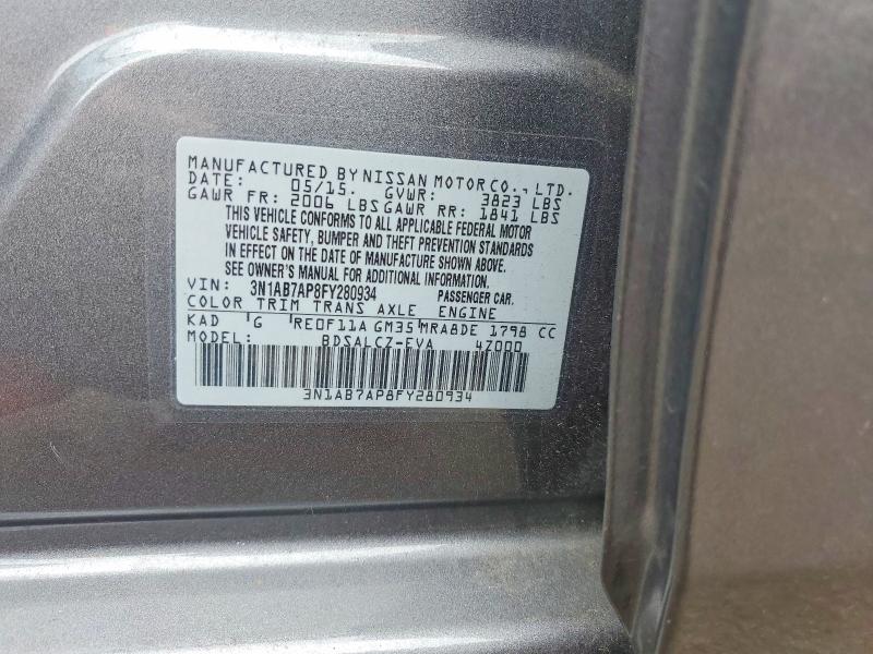 Aukcja sprzedaży 2015 Nissan Sentra, vin: 3N1AB7AP8FY280934, numer aukcji: 66843366