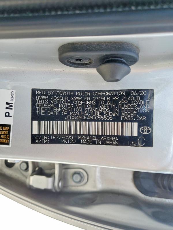 Продаж на аукціоні авто 2021 Toyota Corolla, vin: JTDS4MCE4MJ055806, номер лоту: 66568066