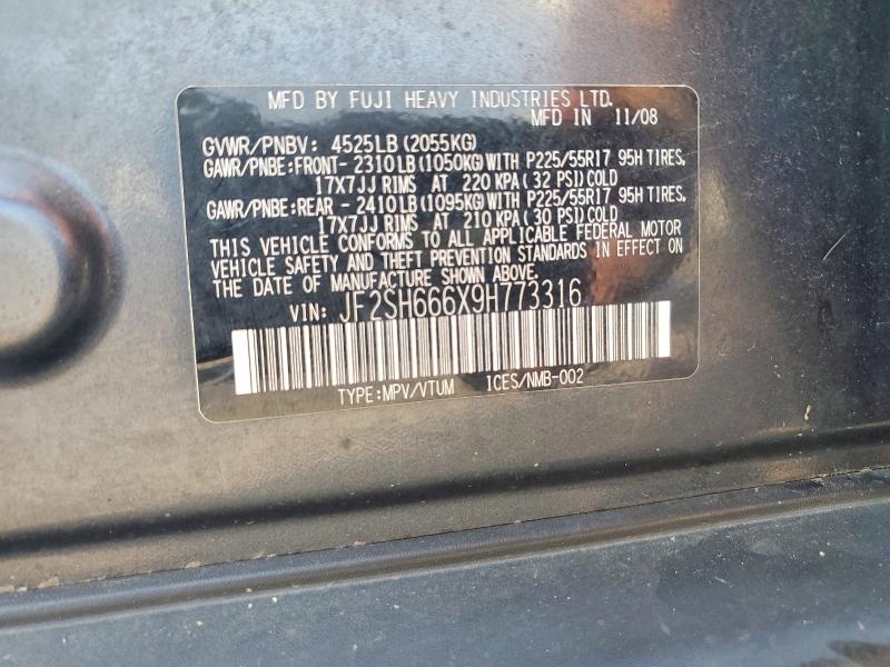 Продаж на аукціоні авто 2009 Subaru Forester, vin: JF2SH666X9H773316, номер лоту: 64505966