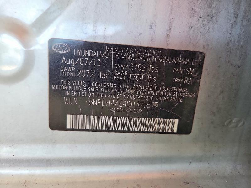 62907326 :رقم المزاد ، 5NPDH4AE4DH395577 vin ، 2013 Hyundai Elantra مزاد بيع