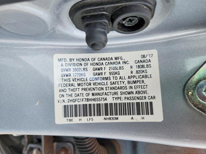 63834656 :رقم المزاد ، 2HGFC1F78HH655754 vin ، 2017 Honda Civic مزاد بيع