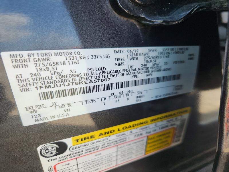 2019 Ford Expedition მანქანა იყიდება აუქციონზე, vin: 1FMJU1JT6KEA57067, აუქციონის ნომერი: 63495046
