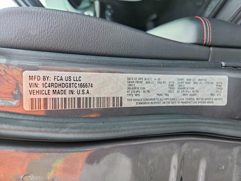 Продаж на аукціоні авто 2026 Dodge Durango, vin: 1C4RDHDG8TC166674, номер лоту: 63652146