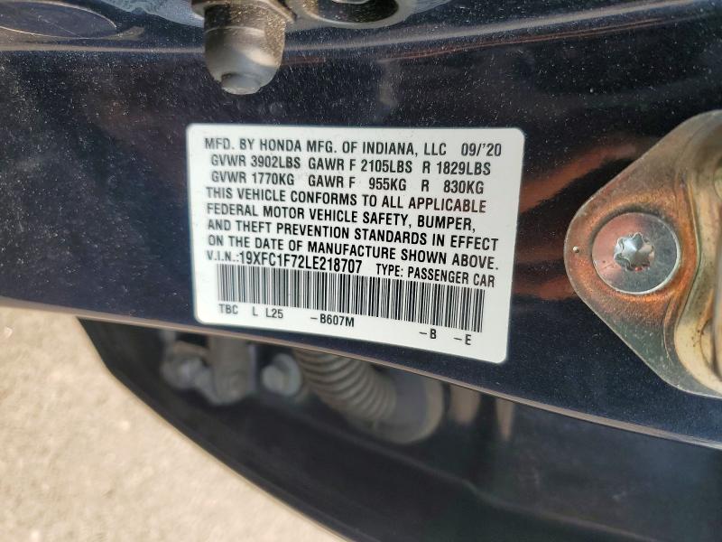 Aukcja sprzedaży 2020 Honda Civic, vin: 19XFC1F72LE218707, numer aukcji: 64638096