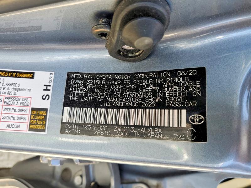 Продаж на аукціоні авто 2021 Toyota Corolla, vin: JTDEAMDEXMJ012625, номер лоту: 65520246