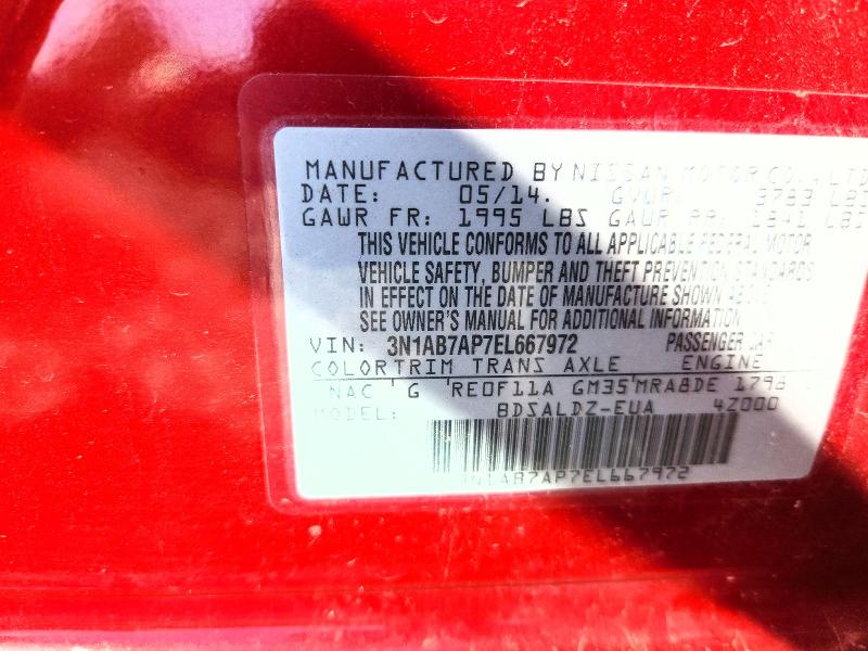 65360686 :رقم المزاد ، 3N1AB7AP7EL667972 vin ، 2014 Nissan Sentra مزاد بيع