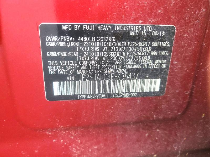 65599036 :رقم المزاد ، JF2SJAHC3EH435437 vin ، 2014 Subaru Forester مزاد بيع