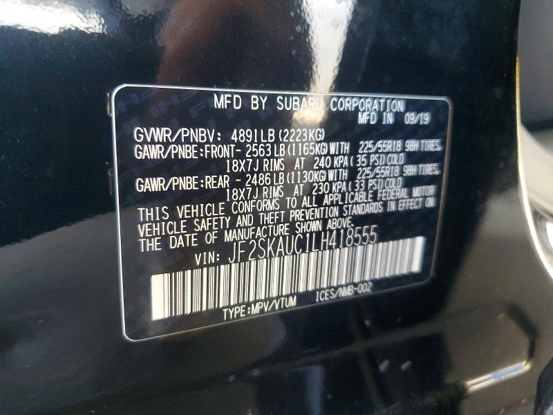 Aukcja sprzedaży 2020 Subaru Forester, vin: JF2SKAUC1LH418555, numer aukcji: 67552096