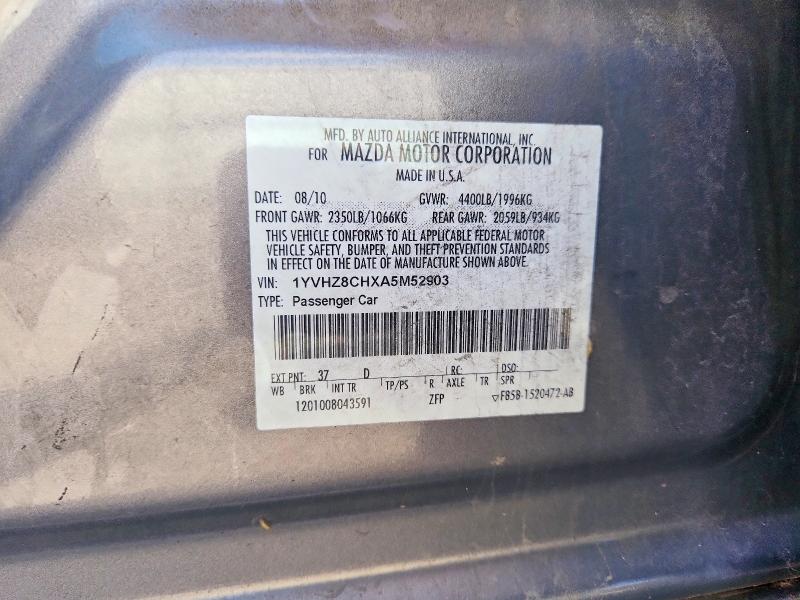 Продаж на аукціоні авто 2010 Mazda 6, vin: 1YVHZ8CHXA5M52903, номер лоту: 66290216