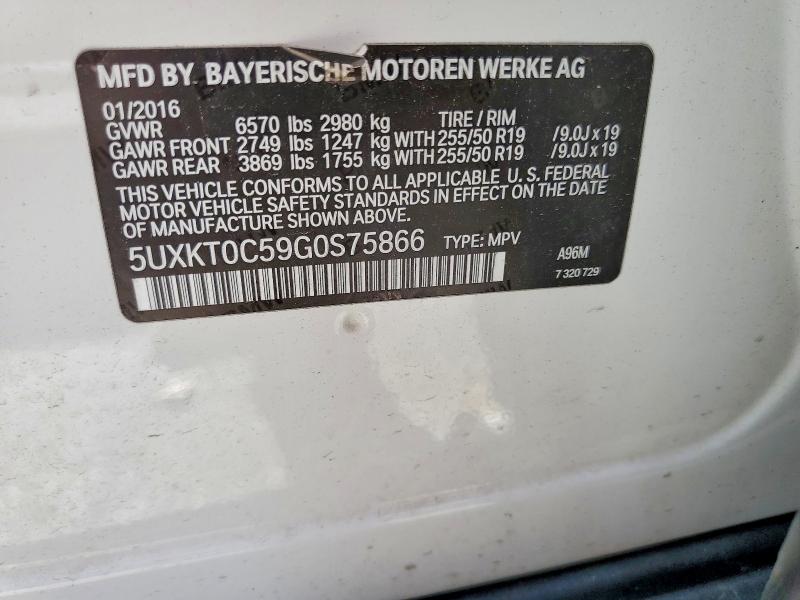 63570506 :رقم المزاد ، 5UXKT0C59G0S75866 vin ، 2016 Bmw X5 مزاد بيع