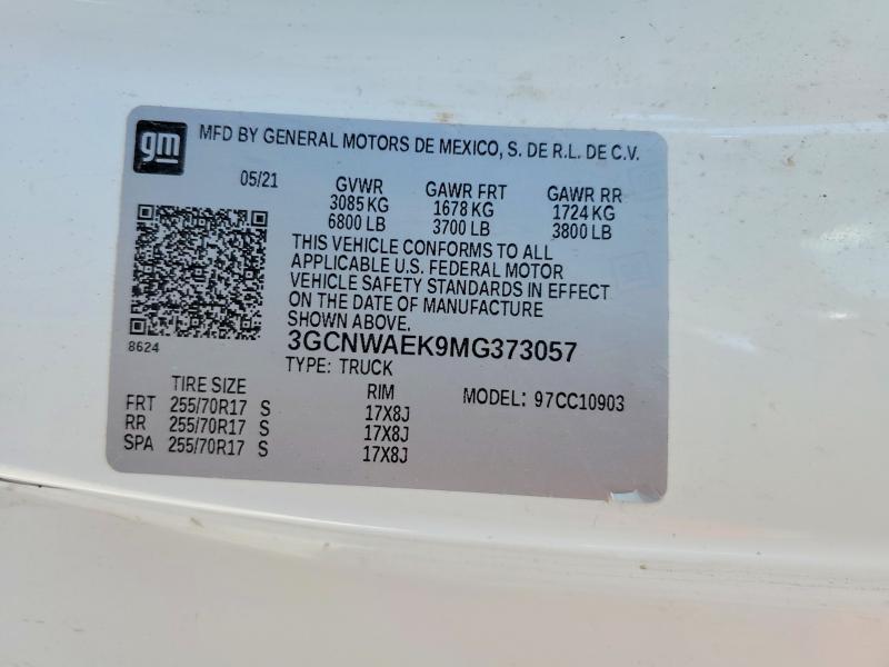 62711326 :رقم المزاد ، 3GCNWAEK9MG373057 vin ، 2021 Chevrolet Silverado مزاد بيع
