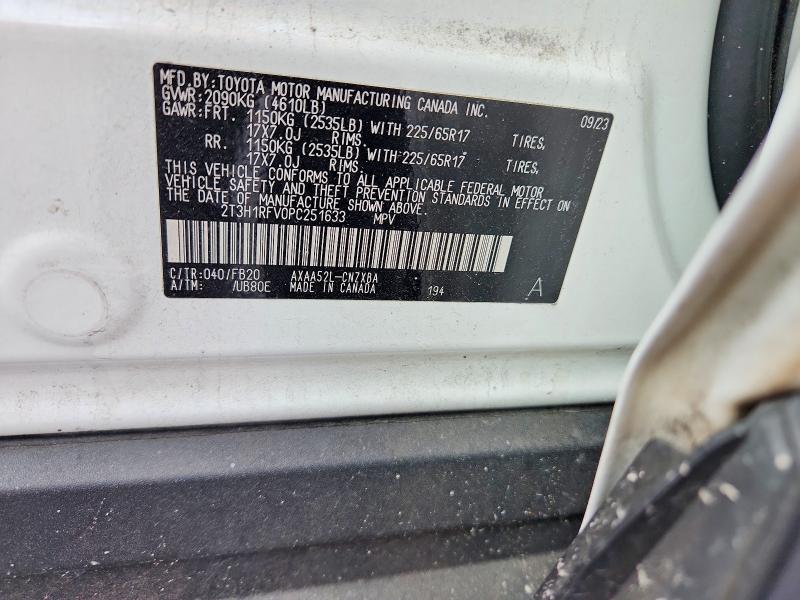 Aukcja sprzedaży 2023 Toyota Rav4, vin: 2T3H1RFV0PC251633, numer aukcji: 63213596