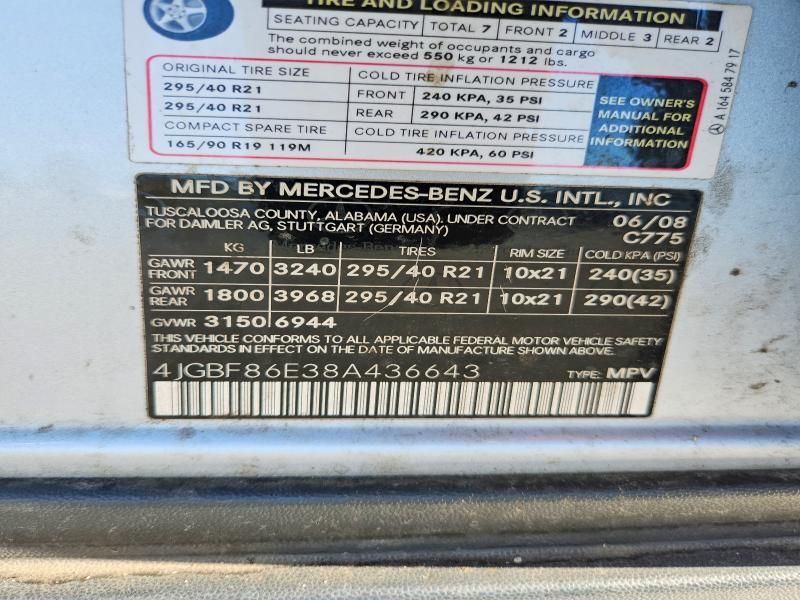 Продажа на аукционе авто 2008 Mercedes-benz Gl, vin: 4JGBF86E38A436643, номер лота: 66418766
