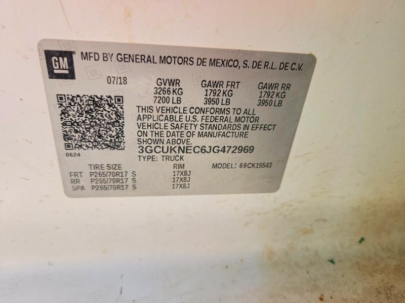 Продаж на аукціоні авто 2018 Chevrolet Silverado, vin: 3GCUKNEC6JG472969, номер лоту: 66309996
