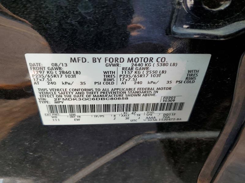 Продажа на аукционе авто 2013 Ford Edge, vin: 2FMDK3GC6DBC80858, номер лота: 64499056