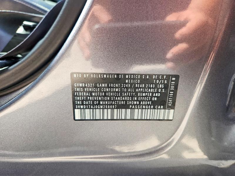 Продаж на аукціоні авто 2016 Volkswagen Jetta, vin: 3VWD17AJ0GM258697, номер лоту: 65275216