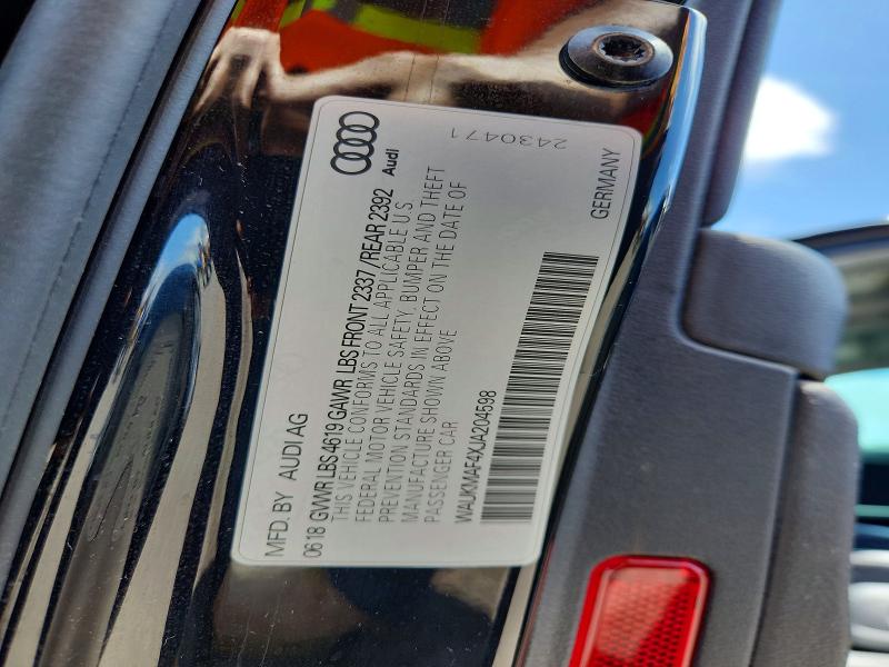Auction sale of the 2018 Audi A4, vin: WAUKMAF4XJA204598, lot number: 65753196