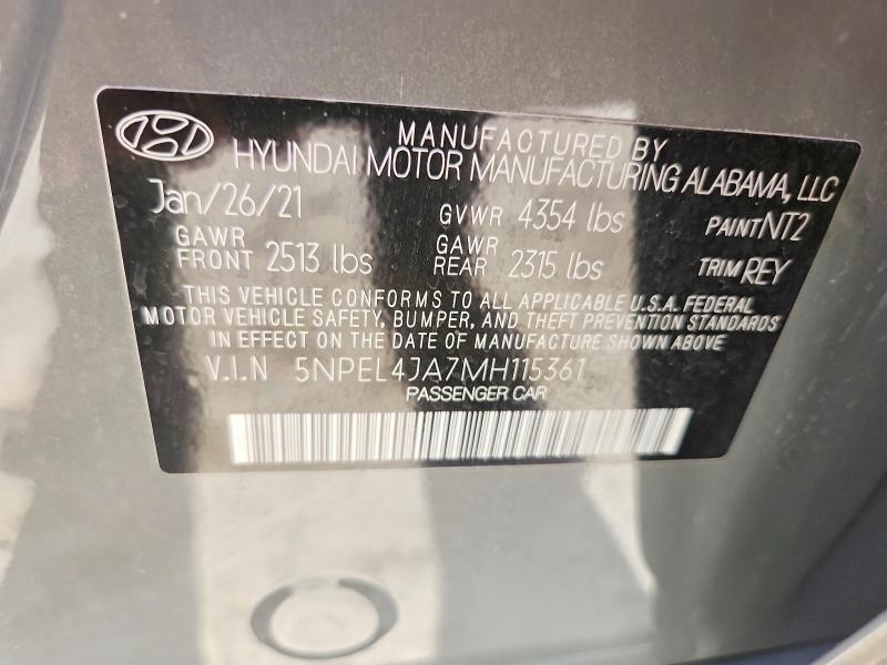 Aukcja sprzedaży 2021 Hyundai Sonata, vin: 5NPEL4JA7MH115361, numer aukcji: 66407926