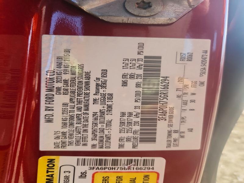 Aukcja sprzedaży 2016 Ford Fusion, vin: 3FA6P0H75GR166294, numer aukcji: 63582326