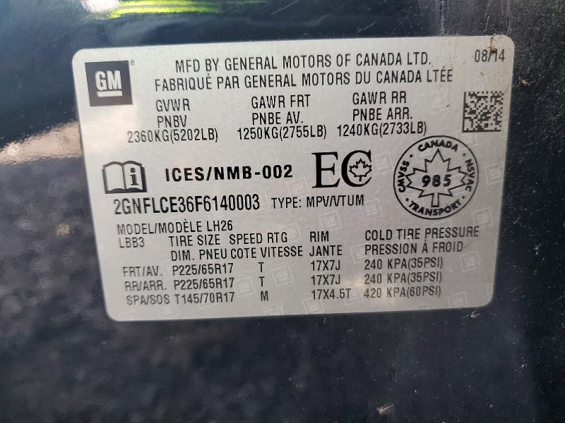 Продаж на аукціоні авто 2015 Chevrolet Equinox, vin: 2GNFLCE36F6140003, номер лоту: 63744276