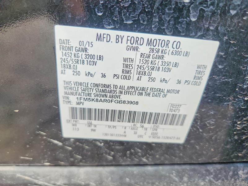 65730216 :رقم المزاد ، 1FM5K8AR0FGB83908 vin ، 2015 Ford Explorer مزاد بيع