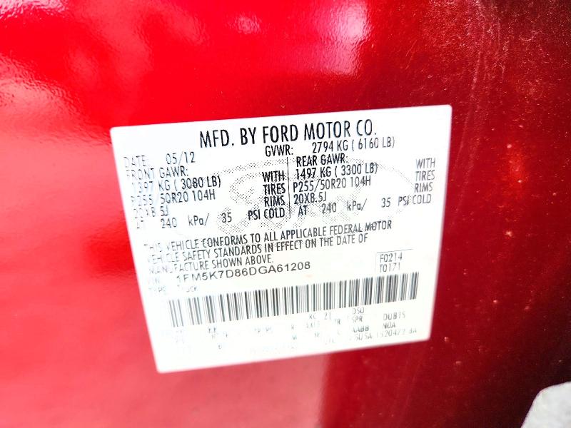 Продаж на аукціоні авто 2013 Ford Explorer, vin: 1FM5K7D86DGA61208, номер лоту: 66694256