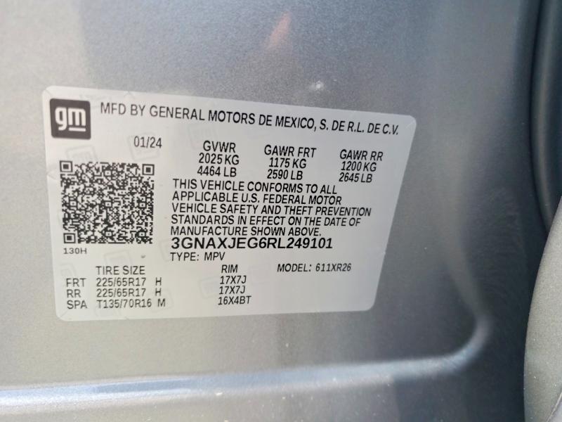 Aukcja sprzedaży 2024 Chevrolet Equinox, vin: 3GNAXJEG6RL249101, numer aukcji: 63936456