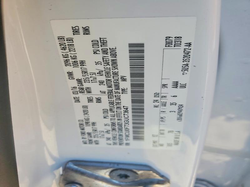 Продажа на аукционе авто 2016 Ford Escape, vin: 1FMCU0F73GUC73647, номер лота: 64134066