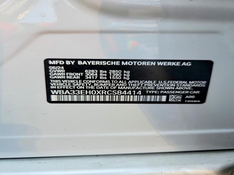 63725456 :رقم المزاد ، WBA33EH0XRCS84414 vin ، 2024 Bmw 740 مزاد بيع