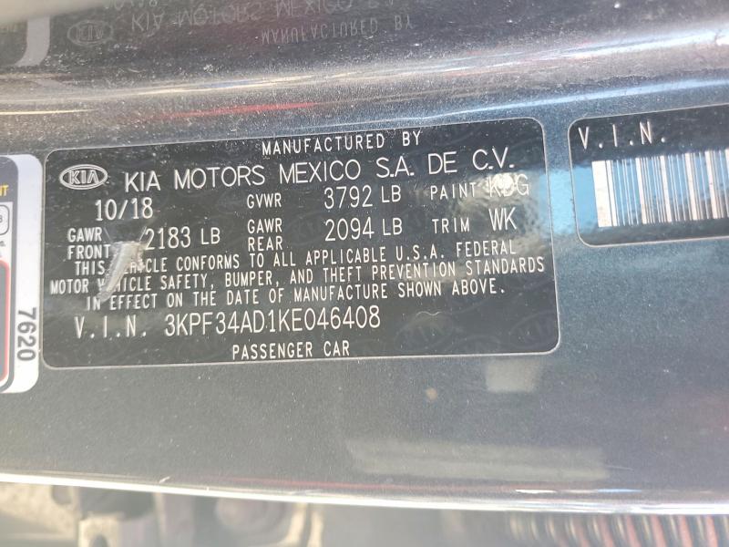 Продаж на аукціоні авто 2019 Kia Forte, vin: 3KPF34AD1KE046408, номер лоту: 62769406