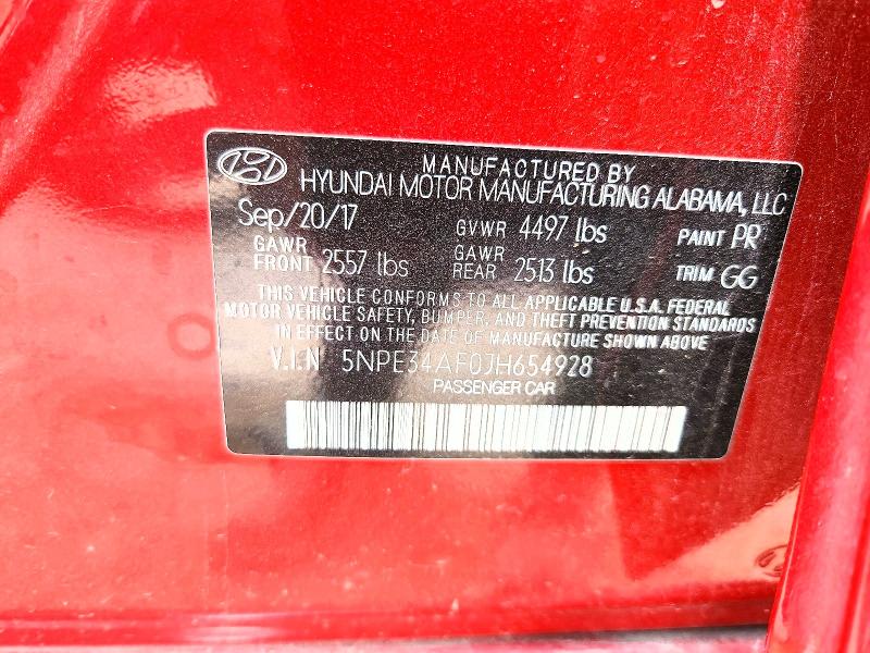 2018 Hyundai Sonata მანქანა იყიდება აუქციონზე, vin: 5NPE34AF0JH654928, აუქციონის ნომერი: 66514756