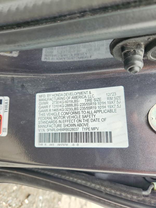 Продажа на аукционе авто 2024 Honda Odyssey, vin: 5FNRL6H84RB028037, номер лота: 64577196