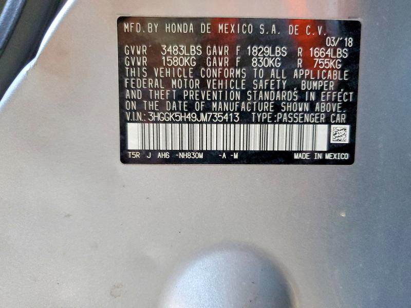 2018 Honda Fit მანქანა იყიდება აუქციონზე, vin: 3HGGK5H49JM735413, აუქციონის ნომერი: 63861546