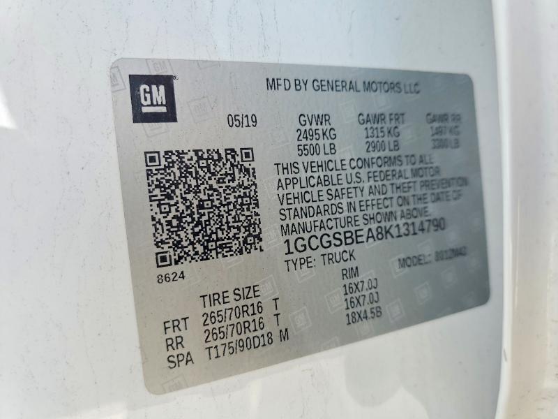 Aukcja sprzedaży 2019 Chevrolet Colorado, vin: 1GCGSBEA8K1314790, numer aukcji: 65411246