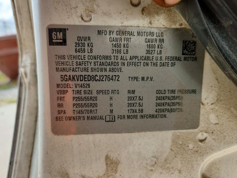 65309846 :رقم المزاد ، 5GAKVDED8CJ276472 vin ، 2012 Buick Enclave مزاد بيع