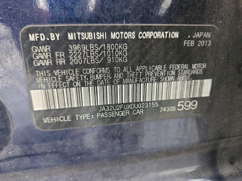 Продажа на аукционе авто 2013 Mitsubishi Lancer, vin: JA32U2FUXDU023155, номер лота: 64240156
