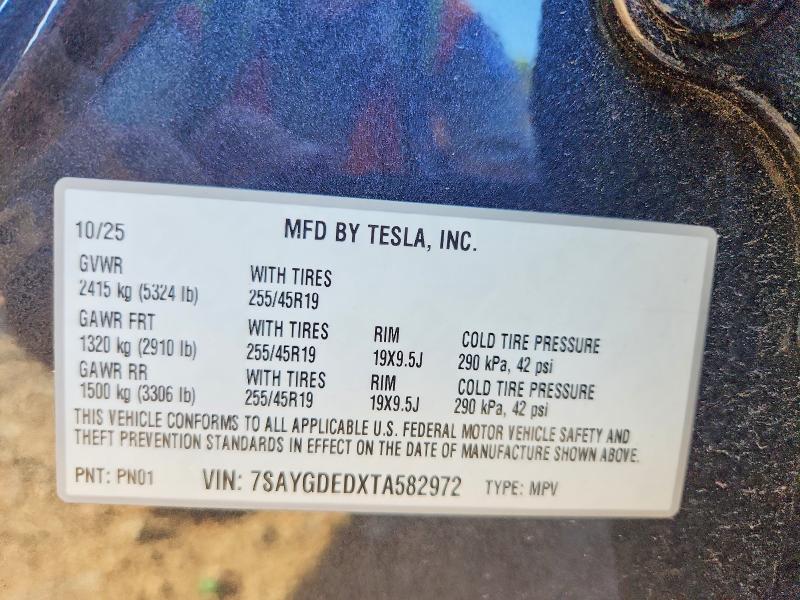 Aukcja sprzedaży 2026 Tesla Model Y, vin: 7SAYGDEDXTA582972, numer aukcji: 65626516