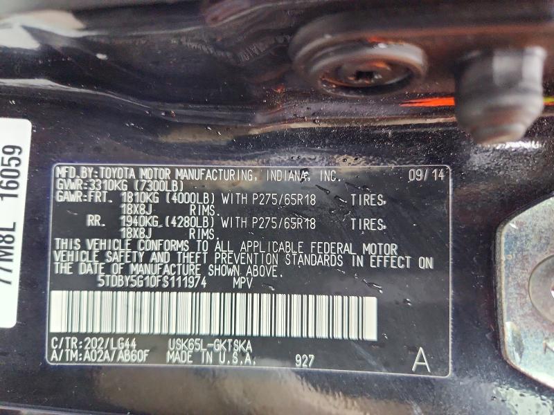 Aukcja sprzedaży 2015 Toyota Sequoia, vin: 5TDBY5G10FS111974, numer aukcji: 63644246