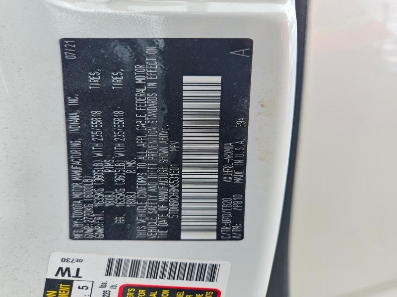 Aukcja sprzedaży 2021 Toyota Highlander, vin: 5TDHBRCH8MS531601, numer aukcji: 65365186