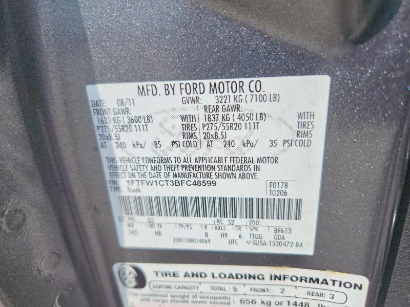 Aukcja sprzedaży 2011 Ford F150, vin: 1FTFW1CT3BFC48599, numer aukcji: 64829456