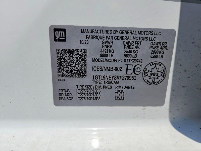 63744496 :رقم المزاد ، 1GT19NEY8RF270951 vin ، 2024 Gmc Sierra مزاد بيع