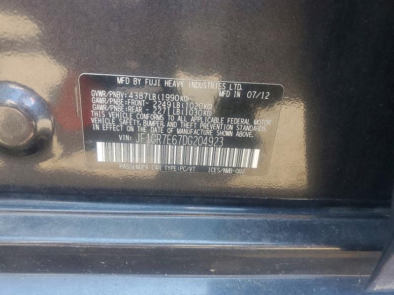 Aukcja sprzedaży 2013 Subaru Impreza, vin: JF1GR7E67DG204923, numer aukcji: 65584826