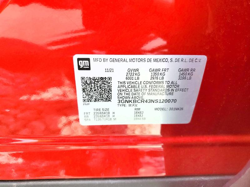 61455006 :رقم المزاد ، 3GNKBCR43NS120070 vin ، 2022 Chevrolet Blazer مزاد بيع