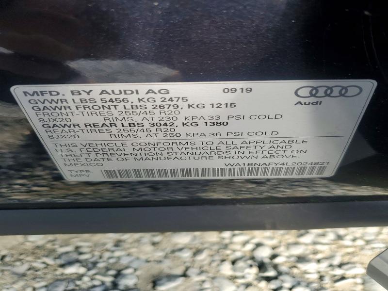 Продаж на аукціоні авто 2020 Audi Q5, vin: WA1BNAFY4L2024821, номер лоту: 64218436