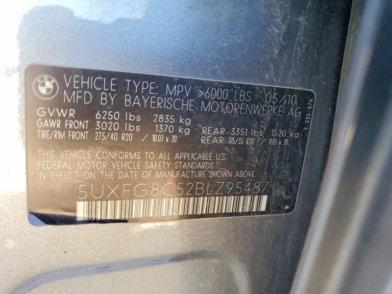 2011 Bmw X6 მანქანა იყიდება აუქციონზე, vin: 5UXFG8C52BLZ95487, აუქციონის ნომერი: 66467366